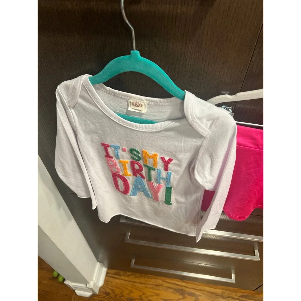 Birthday shirt long sleeve and matching skirt‎ size 4-5